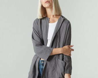 Juniper platinum grey jacket - Linen jacket - Linen coat - Oversized linen jacket - Linen cardigan - Minimal linen jacket