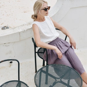 May dusty lavender skirt - Midi linen skirt - Simple linen skirt - High waist linen skirt - Soft linen skirt - Washed linen skirt