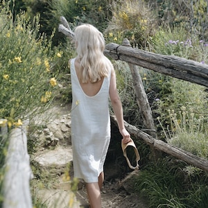 Monstera milky white dress - Linen dress - Summer dress - Simple linen dress - Tank top dress - Loose linen dress - Linen tunic