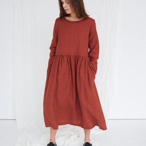 Alice Terracotta Dress Long Linen Dress Maxi Linen Dress - Etsy