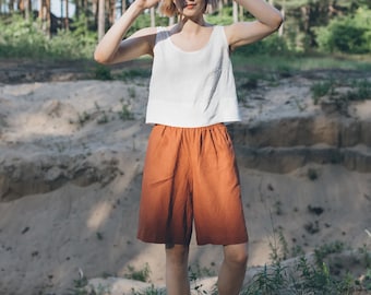 Ready to ship - Hike short / Linen shorts / High waisted linen shorts / Summer shorts / Minimal linen shorts