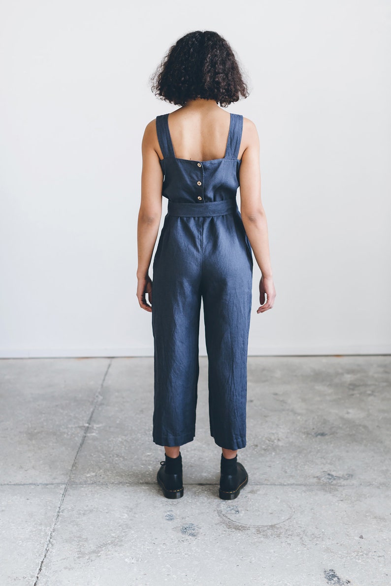 Naomi Navy Blue Jumpsuit Linen Jumpsuit Oversized Jumpsuit Etsy