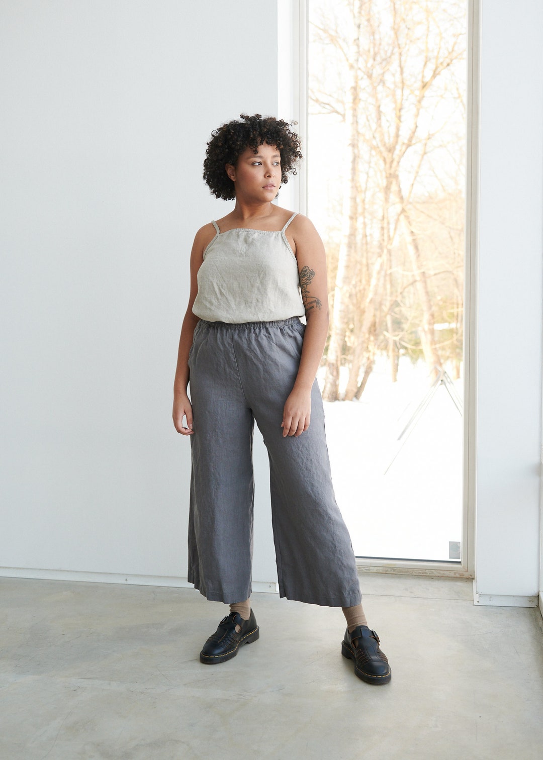 パンツ tolight used linen line pants Cotton Panel Wide Leg Linen Pants by Thom Krom | Shop