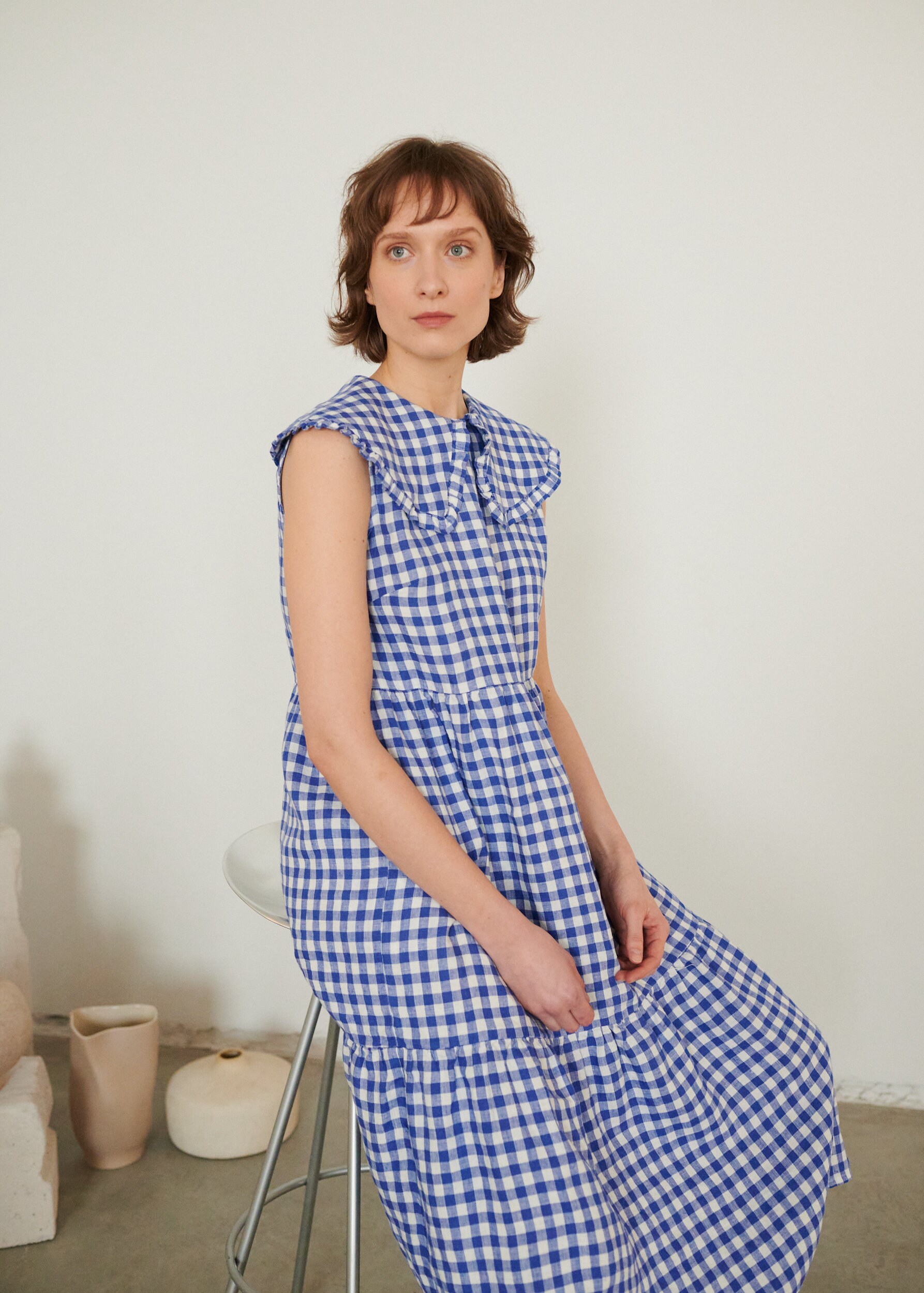 Molly Blue Gingham Dress Gingham Linen 