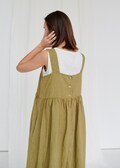 Summer olive dress - Pinafore dress - Linen dress - Oversized dress - Summer linen dress - Midi dress - Loose linen dress product logo