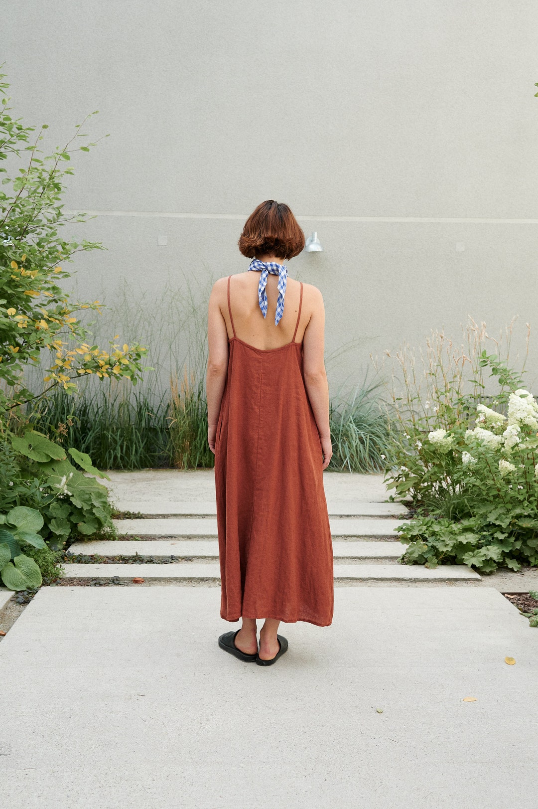Spaghetti Strap Dresses with Flutter Sleeves Terracotta main image 1