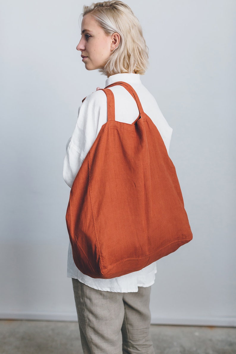 Linen tote bag/ big linen tote bag/ large market bag/ linen Etsy