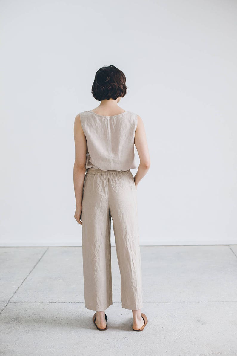 Ocean trousers / Linen culottes / Wide linen pants / Culottes Etsy