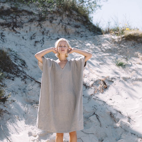 Amalfi Natural Grey Dress - One Size Dress - Oversized Linen Dress - Linen Dress - Summer Dress - Loose Linen Dress - Soft Linen Dress
