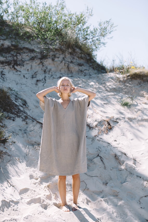 Amalfi natuurlijke grijze jurk One size jurk Oversized linnen jurk Linnen jurk Zomerjurk Losse linnen jurk Zachte linnen jurk Etsy Nederland