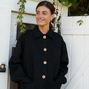 Bill heavy black jacket - Utility jacket - Work jacket - Workwear Utility Jacket - Heavy linen jacket - Linen coat