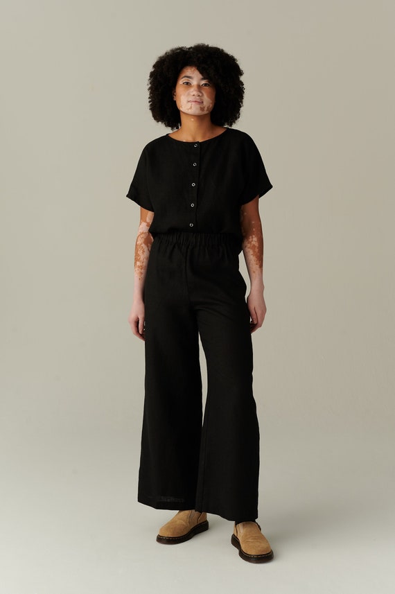Esme black linen top - Linen blouse - Basic linen top -  Minimal linen blouse - Oversized linen top