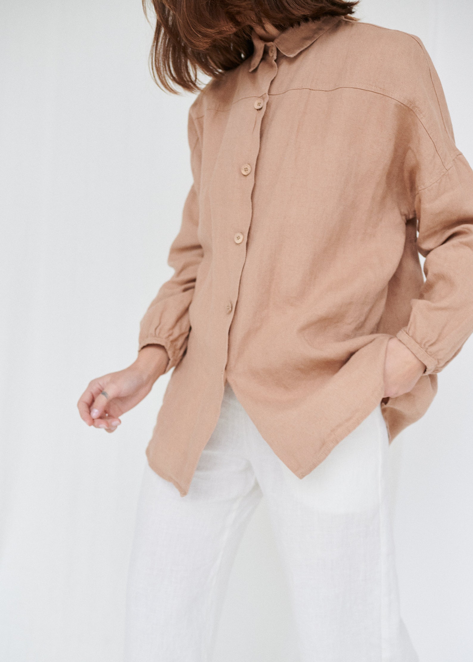 Lyn Dusty Peach Shirt Loose Linen Shirt Linen Shirt Drop | Etsy