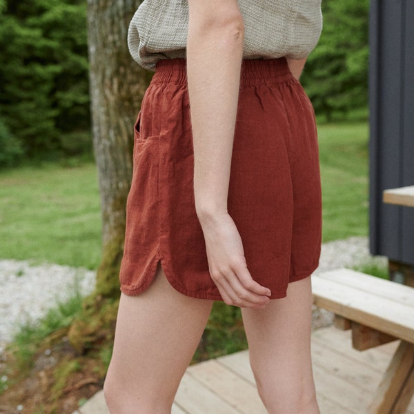 Jeri terracotta shorts - Linen shorts - Washed linen shorts - Soft linen