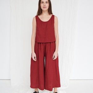 Clementine Burgundy Red Trousers Clementine Palazzo Linen - Etsy