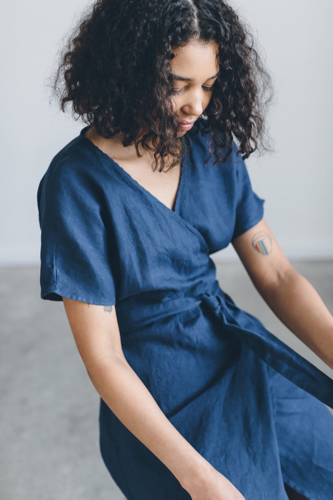 Mimosa navy blue dress - Wrap dress - Maternity linen dress - Linen dress - Maxi dress - Convertible dress - Summer linen dress