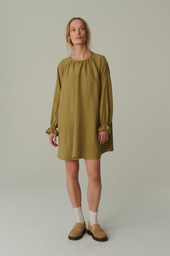 knee length dresses for ladies AFENDS Womens Halle - Linen Mini Dress