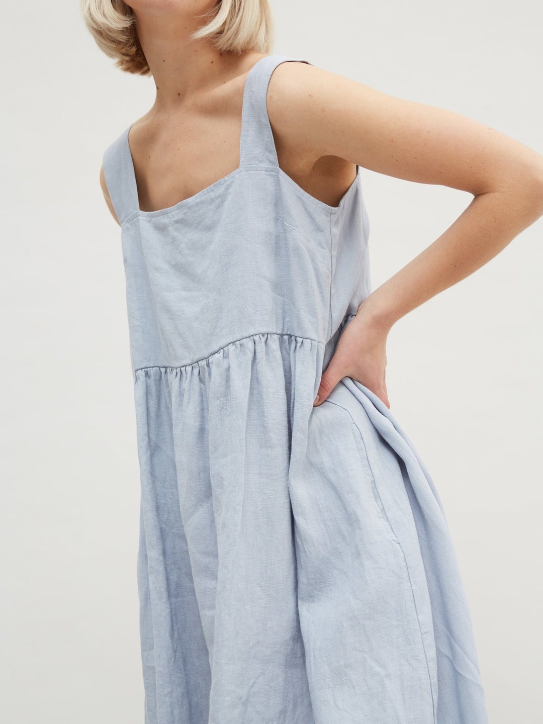 satin fit and flare dress The Blue Denim Skirts Long cocktail gown Size:US8 UK12