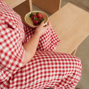 Ocean Red Gingham Trousers Linen pants Linen Trousers Gingham Linen Trousers image 7