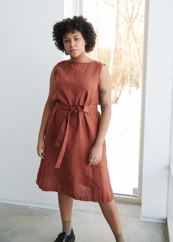Terracotta linen store dress