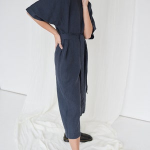 Olivia Graphite Grey Jumpsuit Linen Jumpsuit Oversized - Etsy