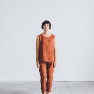 Nova terracotta trousers Tapered linen pants Linen pants Linen trousers image 2