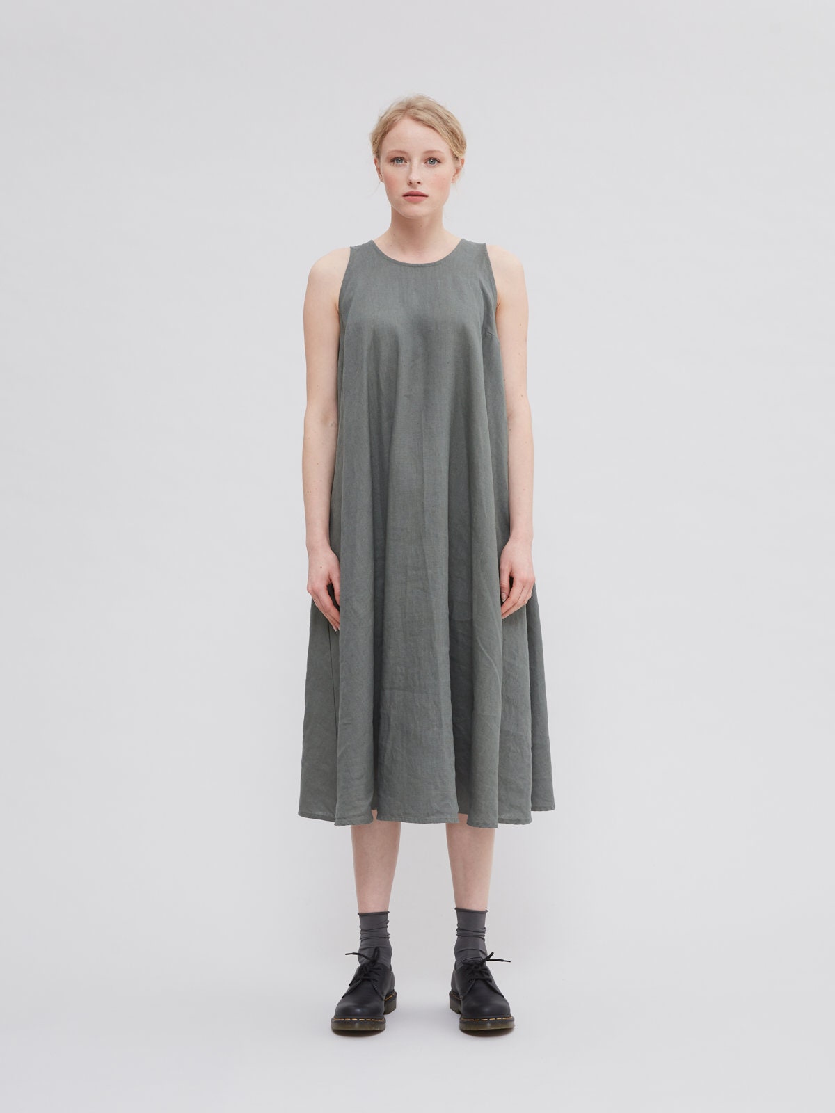 Sahara Pine Green Maxi Linen Dress Beach Linen Dress | Etsy