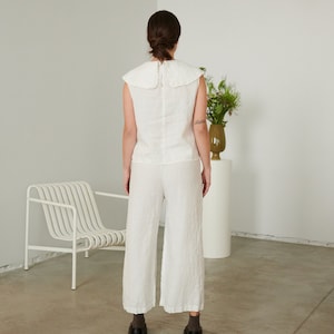 Ready to ship Martha milky white blouse White linen top Linen top Linen blouse Basic linen top image 4