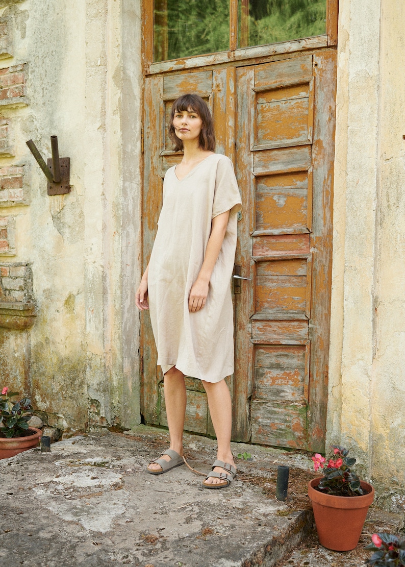 Amalfi beige dress One size dress Oversized linen dress Linen dress Summer dress Loose linen dress Soft linen dress image 1