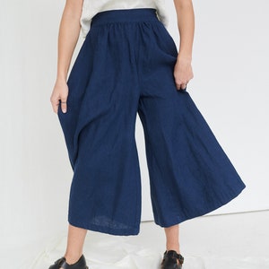 Ready to ship - Clementine trousers -Clementine palazzo - Linen Culottes - Wide linen pants - Linen palazzo - Linen trousers