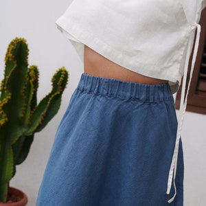 Lily stellar blue linen skirt Maxi skirt Simple linen skirt Soft linen skirt Linen skirt A-line skirt image 5