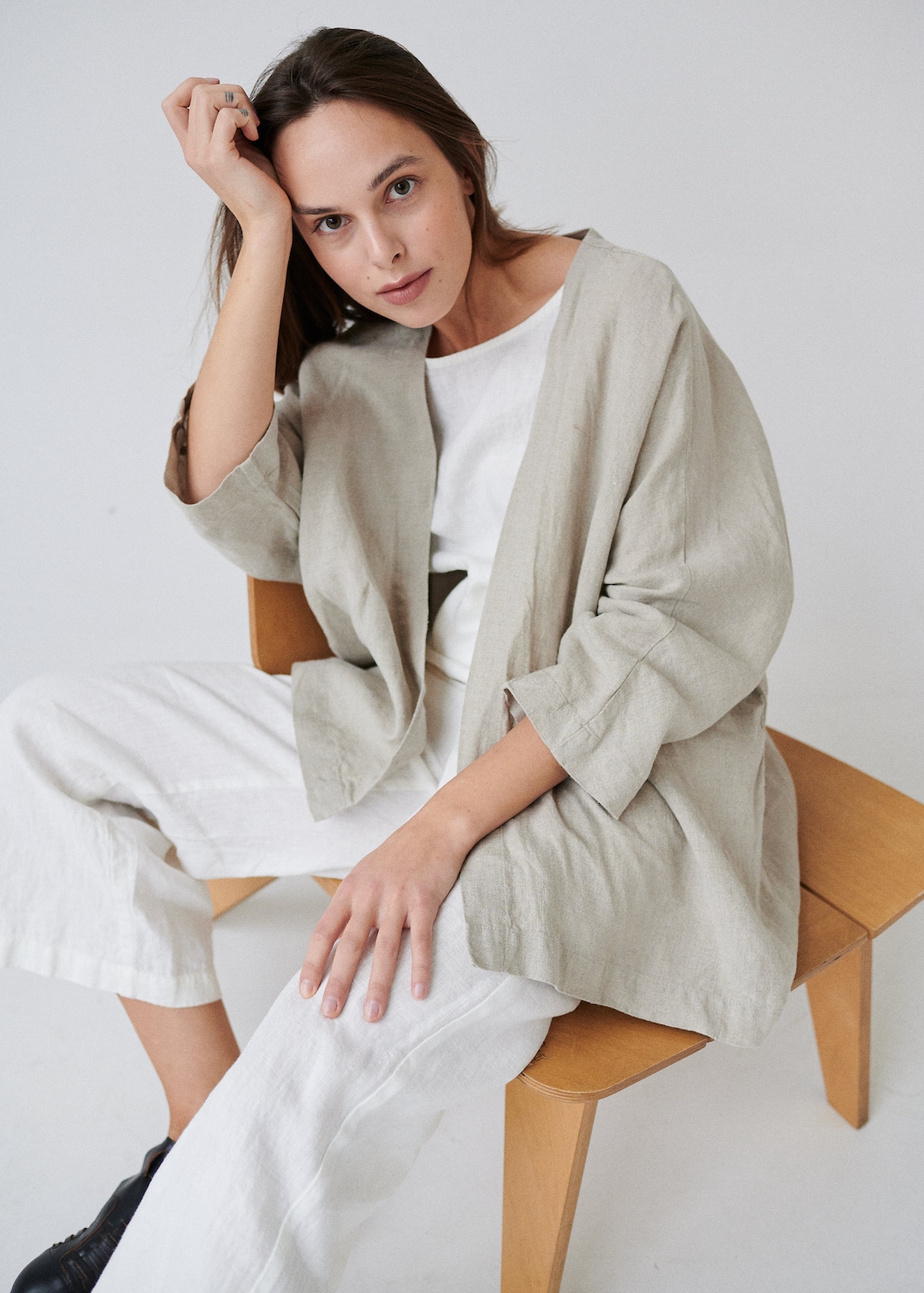 Juta Natural Grey Jacket Linen Jacket Oversized Linen Jacket Cocoon