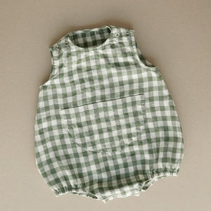 Baby Land SS26 Gingham Sleeveless Romper (4m-18m) - 2 Colors