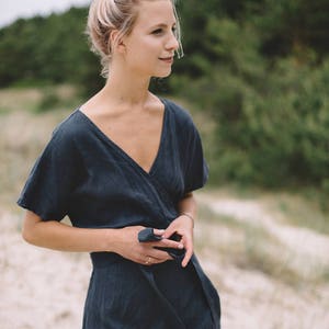 Mimosa graphite grey dress Wrap linen dress Maternity linen dress Linen dress Summer dress image 4