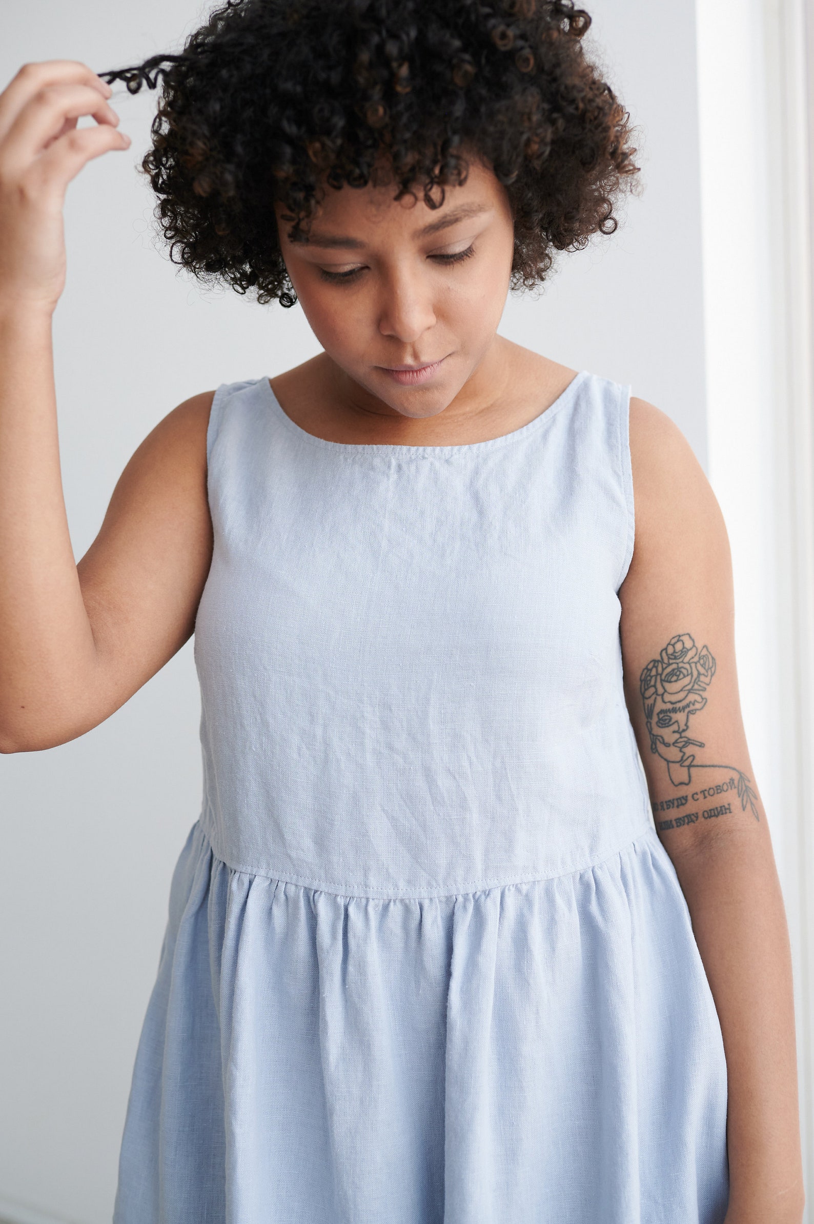 Dana Dusty Blue Dress Linen Dress Minimal Linen Dress Etsy