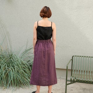 Jura eggplant violet skirt Wrap linen skirt Long wrap skirt Black linen skirt image 7