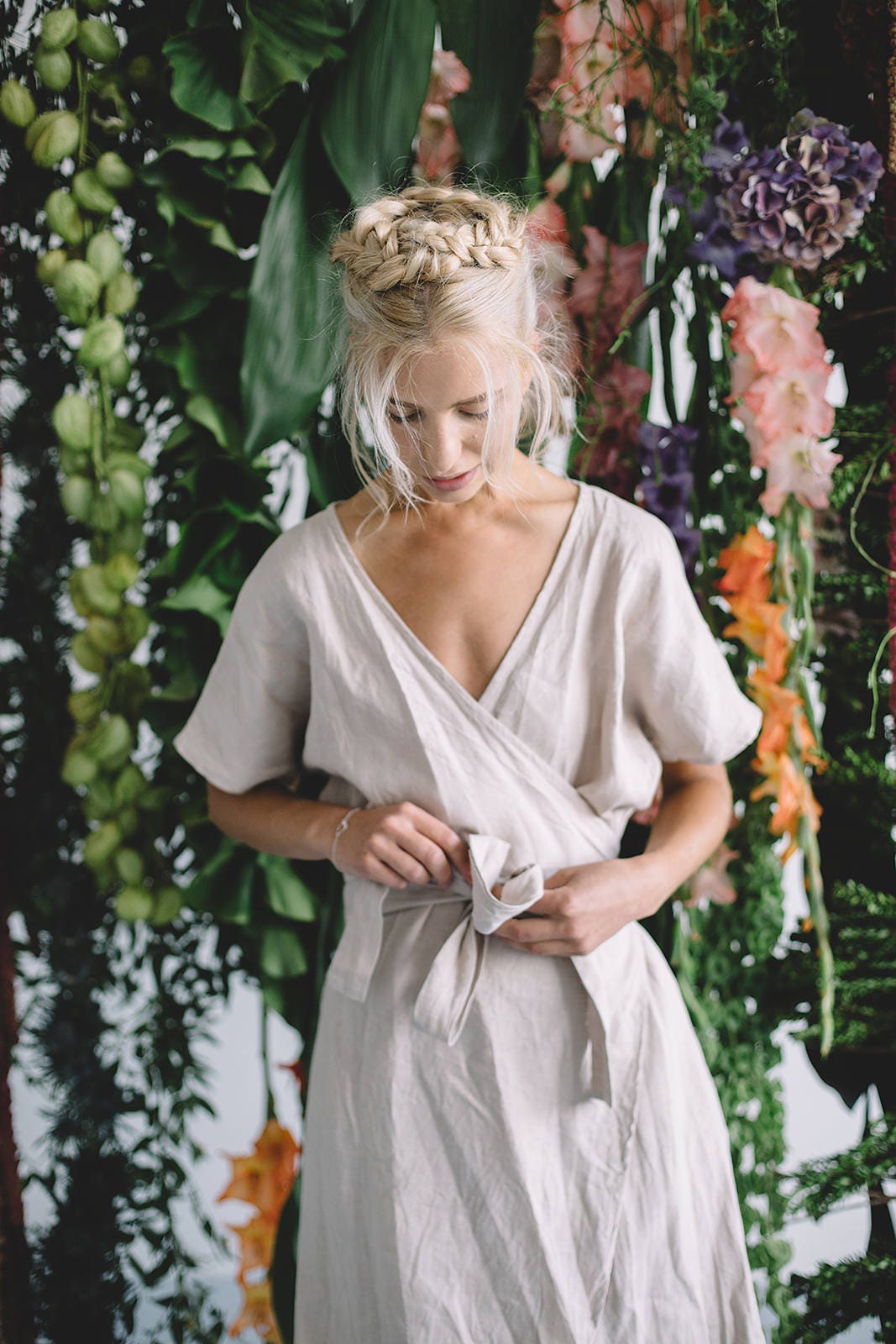 Mimosa Beige Dress - Maternity Dress - Wrap Linen Dress