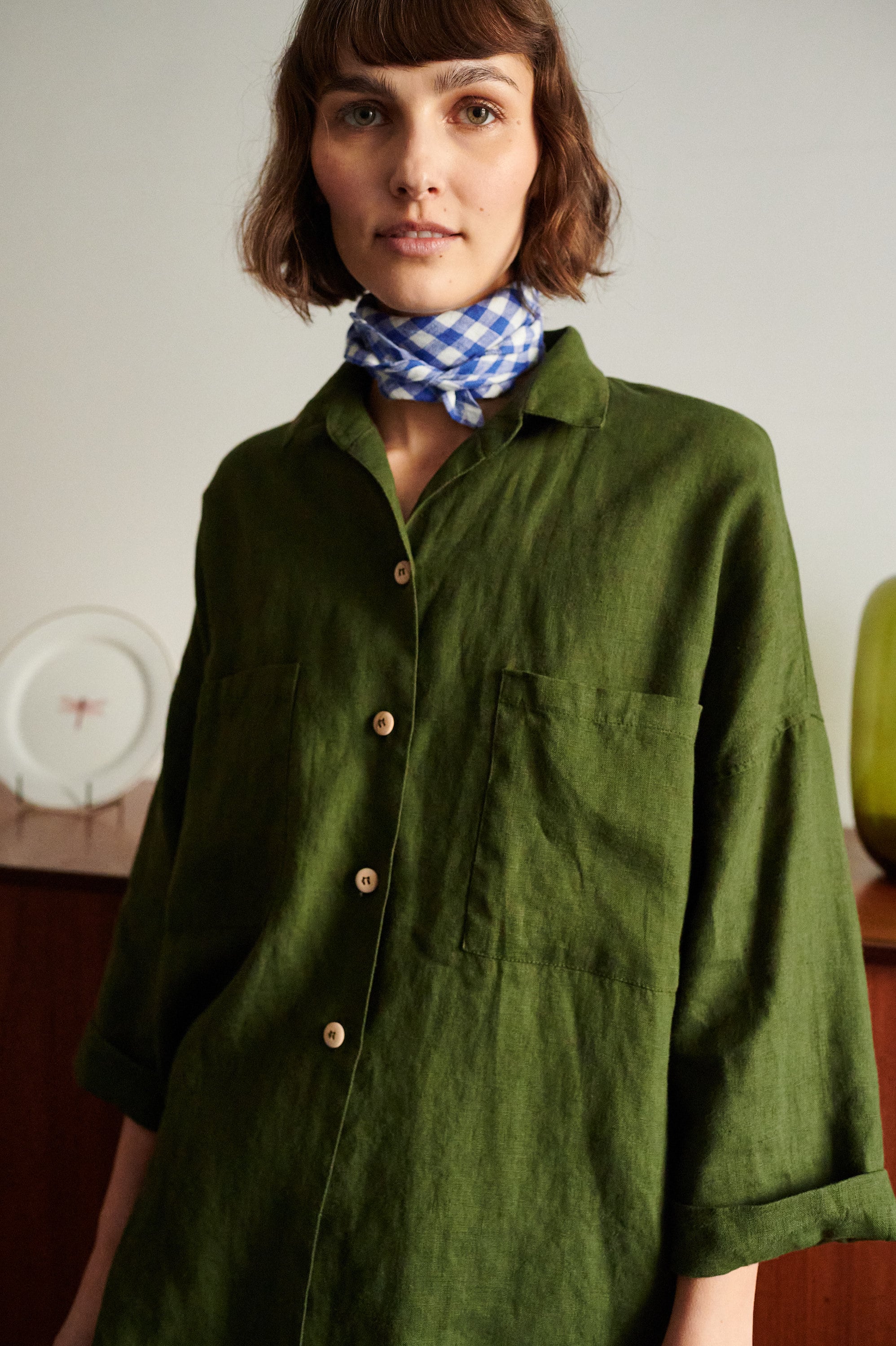 【CURRENTAGE】SHIRTSCLOTHオールインワン　フォレストグリーン CURRENTAGE [カレンテージ] Official Website
