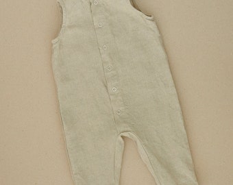 Unisex linen baby jumpsuit