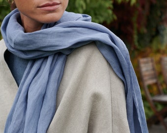 Ready to ship - Linen scarf - Softened linen scarf - Long linen scarf - Unisex linen scarf - Linen scarves