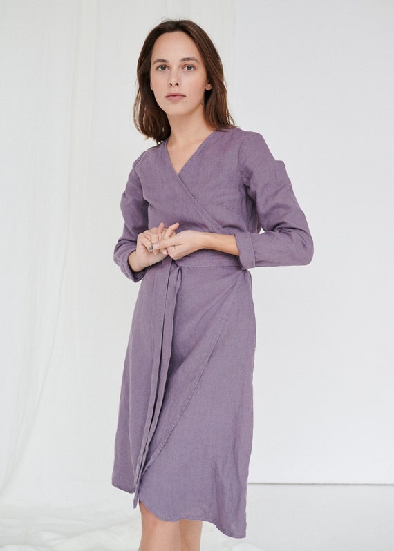 linen wrap dress etsy