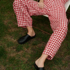 Frankie red gingham linen trousers Linen pants Linen Trousers Gingham Linen Trousers image 2