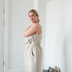 Ocean beige trousers Linen culottes Wide linen pants Culottes Linen trousers Linen wide leg pants Summer linen pants image 3