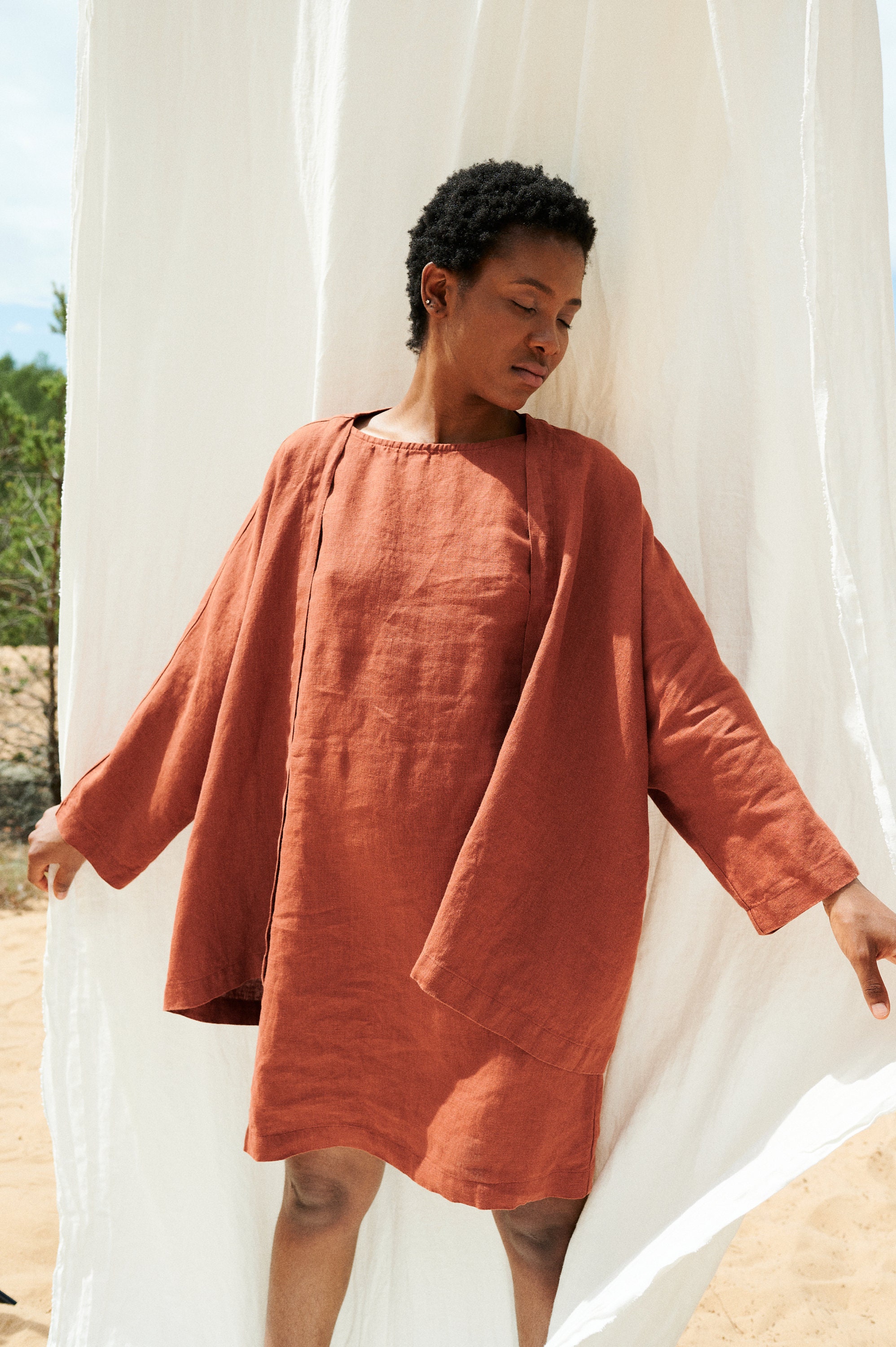 Juta Terracotta Jacket Oversized Linen Jacket Linen Coat Etsy