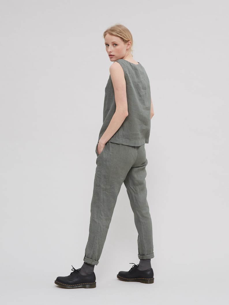 tapered linen trousers