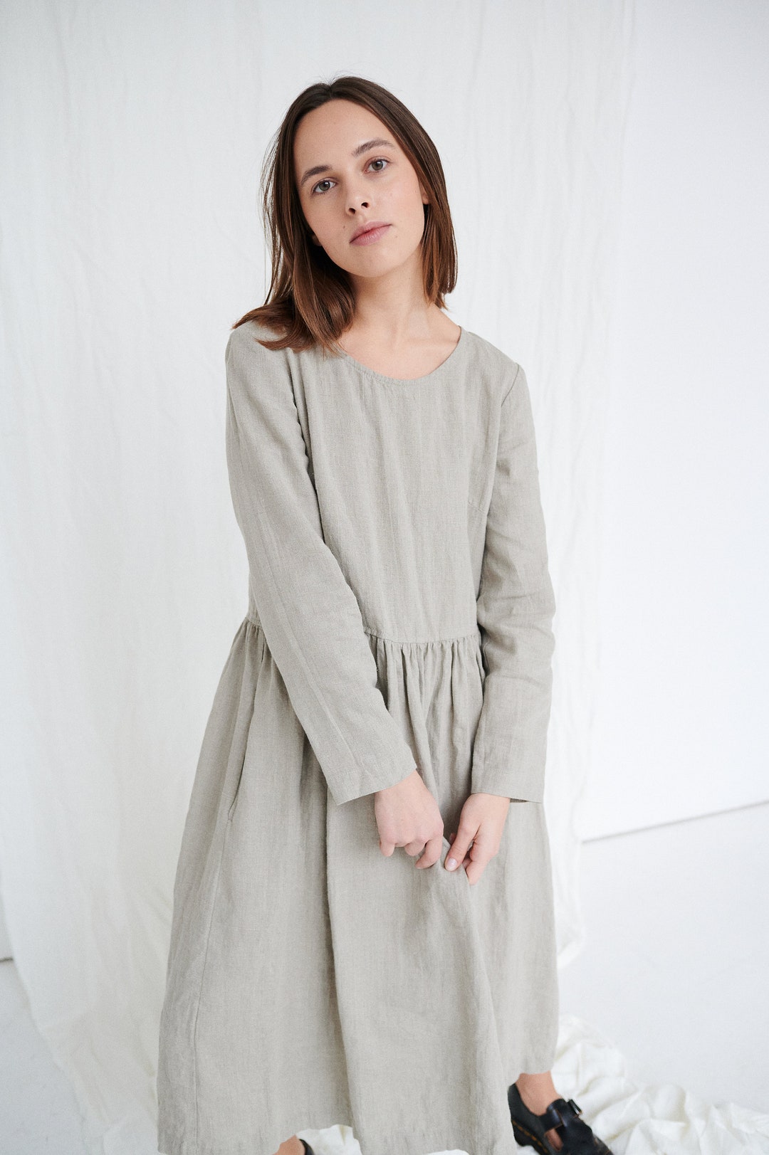 Alice Natural Grey Dress Long Linen Dress Maxi Linen Dress - Etsy