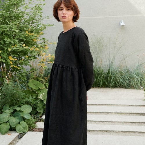 Ready to Ship - Alba Black Linen Dress - Soft Linen Dress - Maxi Dress -  Minimal Linen Dress - Linen Dress - Summer Dress - Etsy
