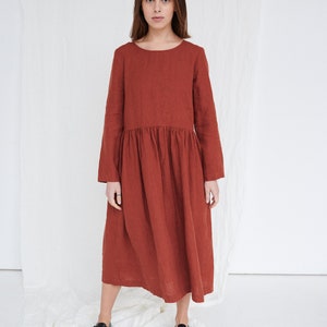 Alice Terracotta Dress Long Linen Dress Maxi Linen Dress - Etsy
