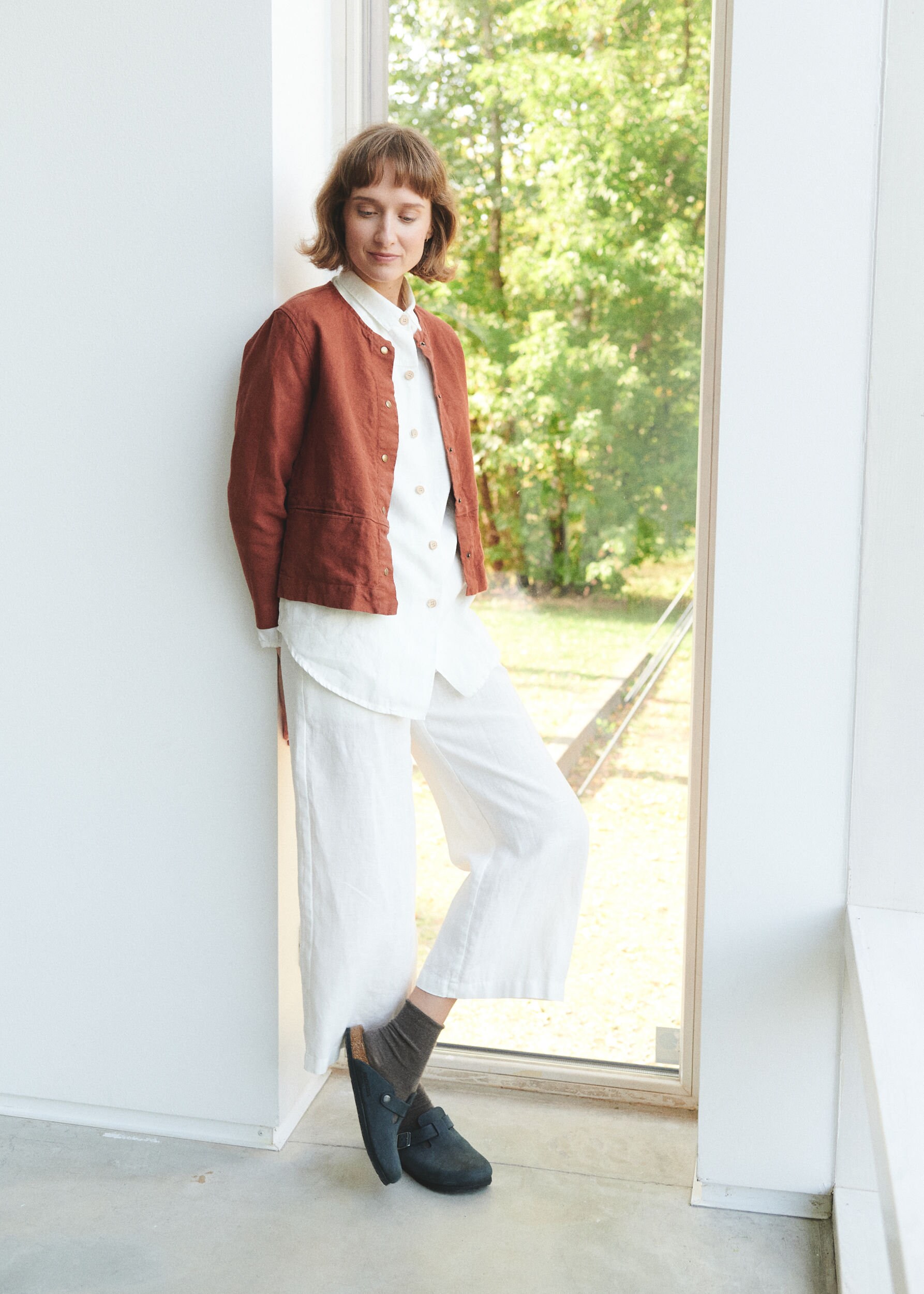 Francis Heavy Terracotta Jacket - Heavy Linen Jacket - Short