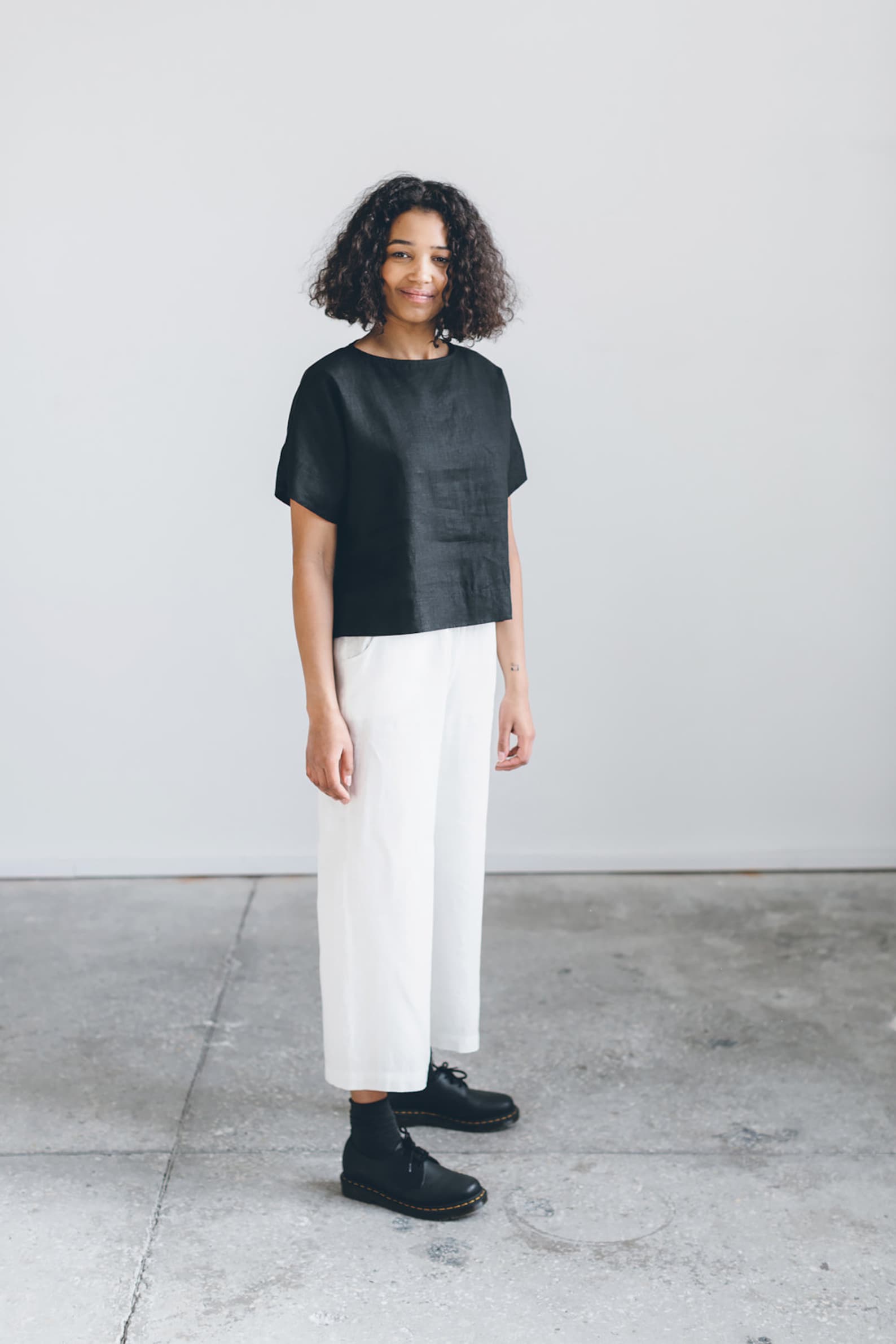 Mona Black Top Linen Top Oversized Linen Top Linen Blouse Basic — free download